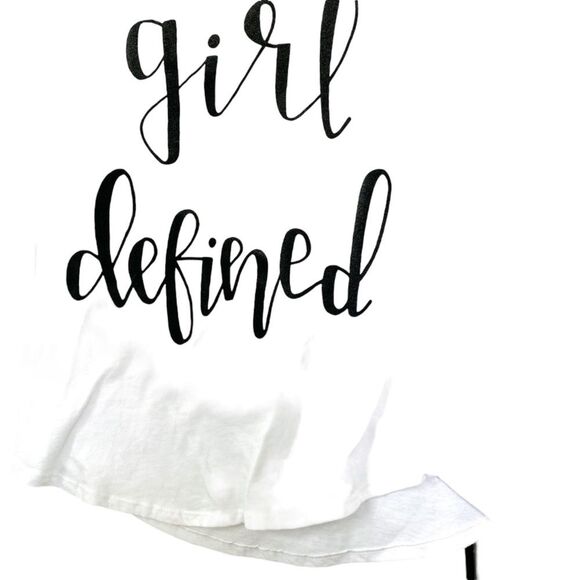 Girl Defined Black White Graphic Print Logo Short Sleeve Shirt Size Small - Picture 4 of 5